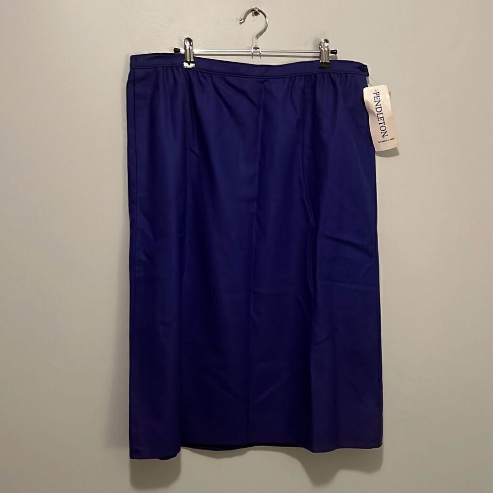 Pendleton Women's Blue Made in USA Pure Virgin Wool Midi Skirt Size 18W NWT
